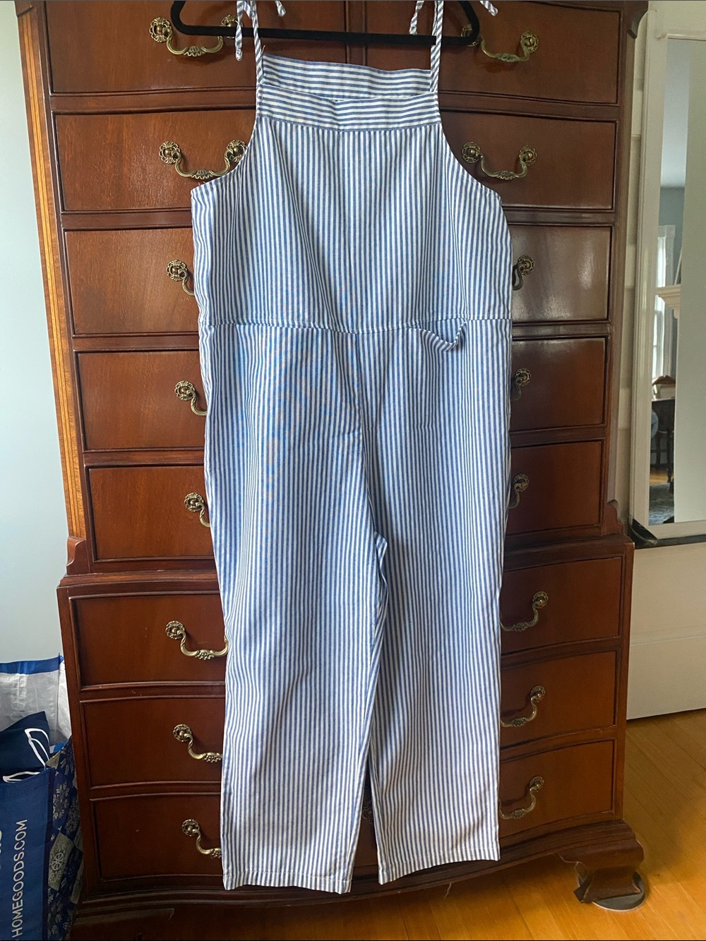 Striped Blue & White Cotton Jumpsuit